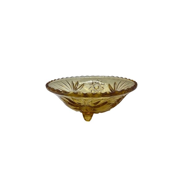 Unknown Other - Amber Footed Ornate Candy Dish
